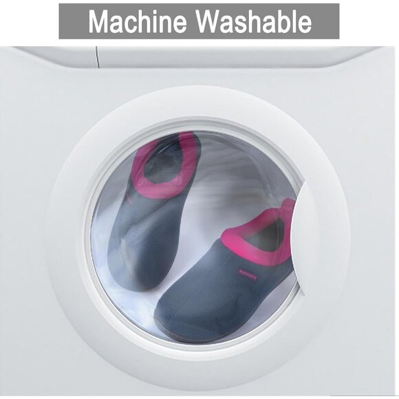 Women's Black Pink Two Tone Fleece Foam Closed Back Rubber Sole Slipper Boot - Picture 6 of 6